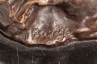 null Antoine-Louis BARYE (1796-1875)- Coq- Epreuve d'édition en bronze à patine brune...