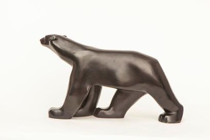 null François POMPON (1855-1933)- Ours polaire Sculpture en bronze à patine brun-nuancée-...