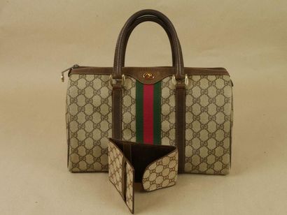 null GUCCI- Sac en toile et porte chéquier assortis en toile