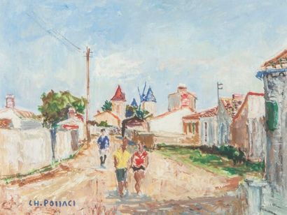 Charles POLLACI (1907-1989)- Rue de village-...