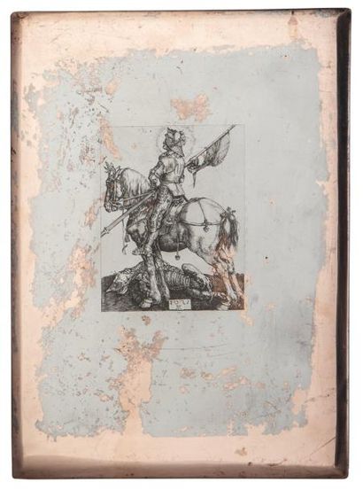 Baldus d'après Dürer Saint Georges vainqueur du Dragon
Cuivre aciéré, 274x202 mm...