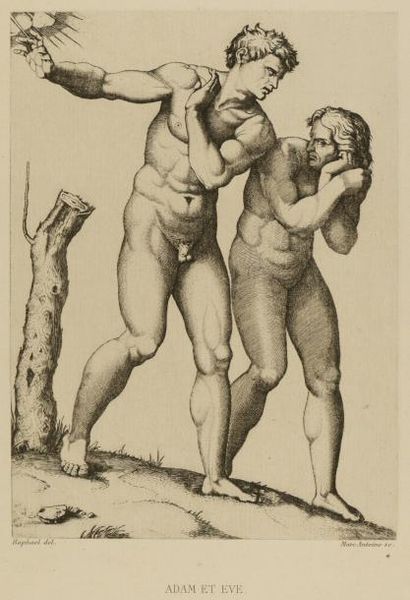 E. BALDUS Adam et Eve et La Paix d'après Marcantonio Raimondi, portrait de Raphael
Quatre...