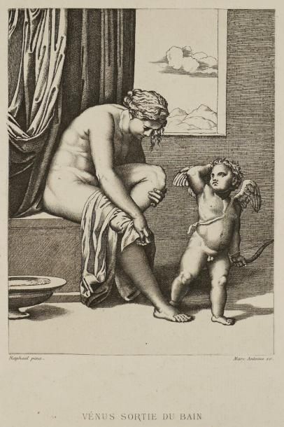 E. BALDUS Adam et Eve et La Paix d'après Marcantonio Raimondi, portrait de Raphael
Quatre...
