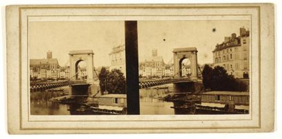 null Ancien Pont Louis-Philippe, Paris,
Epreuve albuminée stéréoscopique, 60x142...