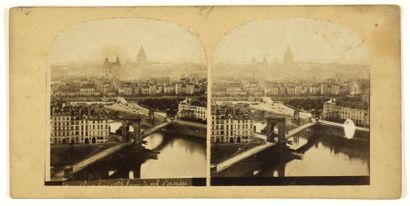 null Ancien Pont Louis-Philippe, Paris,
Epreuve albuminée stéréoscopique, 75x144...