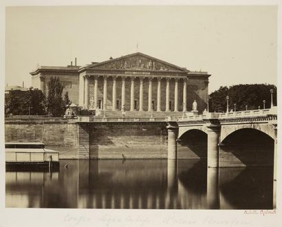 Achille QUINET Palais Bourbon et Palais du Luxembourg, vers 1870
Deux épreuves albuminées,...
