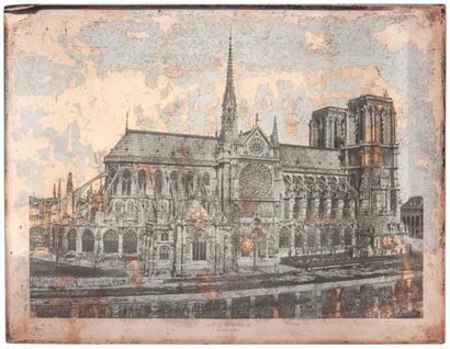 BALDUS 9. Notre Dame de Paris, plaque de photogravure préparée à partir d'un négatif...