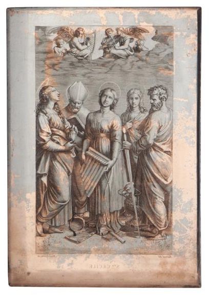 Baldus, Raphael et Raimondi Sainte Cécile (oeuvre de Raphaël gravée par Raimondi,...