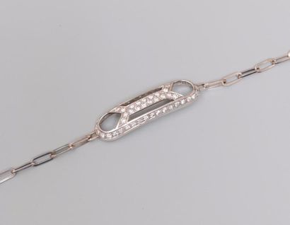 Bracelet d'or gris, 750 MM, motif central...