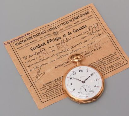 null Montre de gousset en or jaune , 750 MM, vendue avec certificat de 1925, vers...