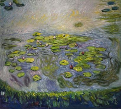 null D'après Claude Monet (1840-1926): "Bassin aux Nymphéas", huile sur toile, 2006,...