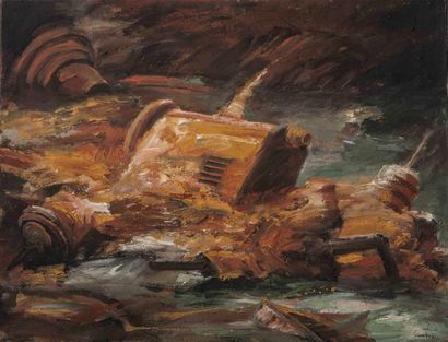null David Chambard (1950- ): Huile sur toile, sans titre , 116 x 89 cm.