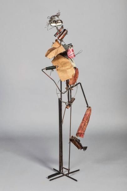 null Gilbert Peyre (1947- ): "Le Buveur", sculpture mécanique à animation manuelle,...