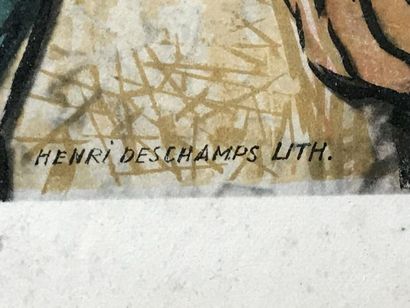 null Pablo PICASSO l'Arlequin- , lithographie, Henri DESCHAMPS éditeur, Numérotée...