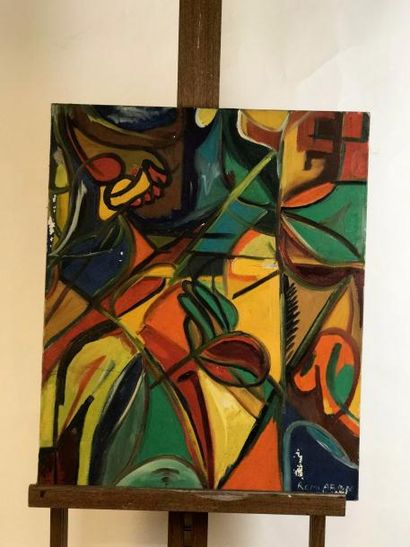 null Remi ARON- 1952- "Abstraction", huile sur toile, signée en bas à droite et datée...