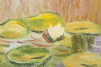 null D'après Claude Monet (1840-1926): "Les Nymphéas", huile sur toile, 2006, 100...