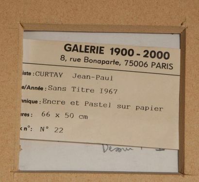 null Jean-Paul Curtay (1951- ):oeuvre lettriste, encre et pastel sur papier, 1967,...
