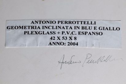 null Antonio Perrottelli, Italie (1947- ): "Geometria Inclinata", bleu et jaune,...