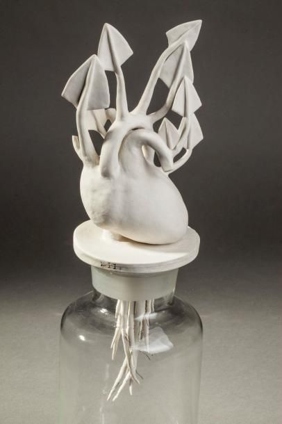 null Elsa Alayse (1981- ): Sculpture céramique de la série des "Bocaux à culture...