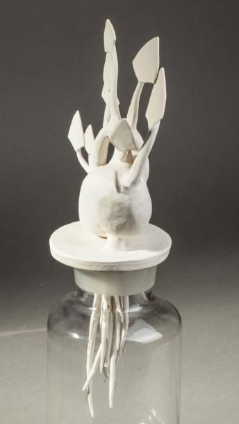 null Elsa Alayse (1981- ): Sculpture céramique de la série des "Bocaux à culture...