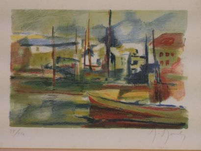 Marcel MOULY (1918-2008)- Barques - Lithographie...