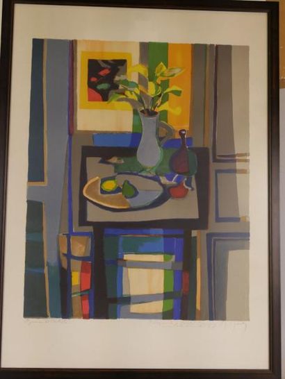 null Marcel MOULY (1918-2008) - Nature morte- Lithographie dédicacée - 58x45cm.