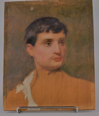 null Gustave COURTOIS (1853-1923) - Portrait d'homme - Etude - Huile sur panneau...