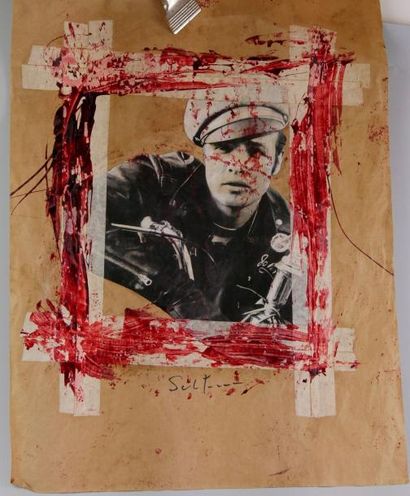 null Mario SCHIFANO (1934-1998) - Marlon Brando -Photo et acrylique - 61x47cm