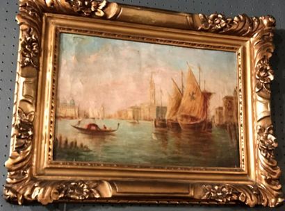 null Ecole Italienne XIXème - Vue de Venise, le grand canal - Huile sur toile 