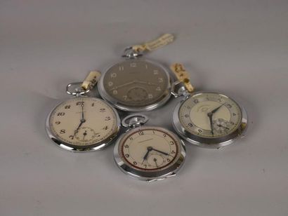  Ensemble de 4 montres de gousset et Chronomètre - LANCO - LA CONTOISE