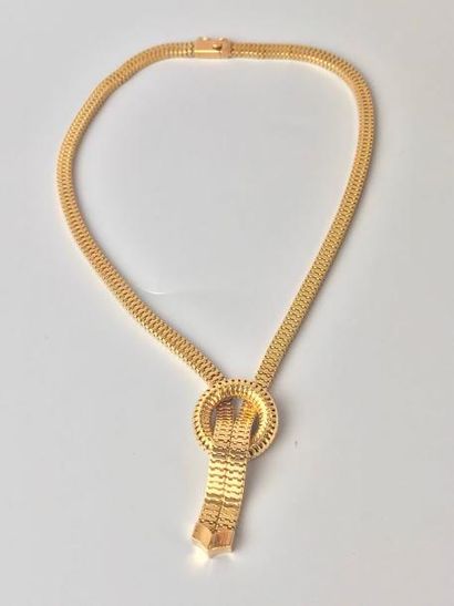  Collier en or TUBOGAZ en forme de draperie à décors de nœud de ruban - Epoque 1940...