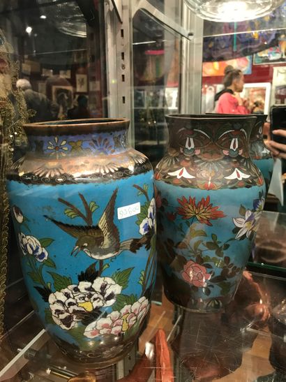 Vases en bronze cloisonné - XIXème

