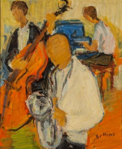 null Richard BELLIAS (1921-1974)- L'orchestre- Huile sur toile, signée en bas à droite...