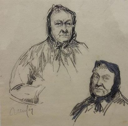 null Raymond RENEFER (1881-1938) - "Deux femmes", dessin aquarellé, signé en bas...