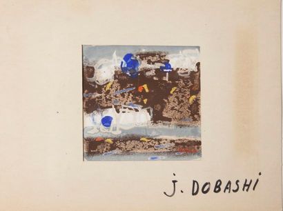 null Jun DOBASHI - ( JAPON 1919-1975) - Composition abstraite technique mixte - 13...