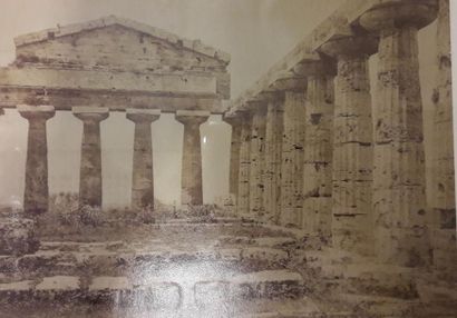 null Lot de 5 photographies archéologiques encadrées, Pompeï, Palatine, Ro etc….,...