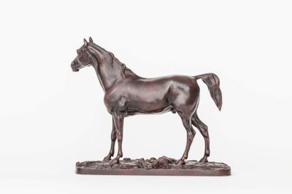 null Pierre-Jules MENE (1810-1879)- Cheval debout, Ibrahim - Epreuve en bronze à...