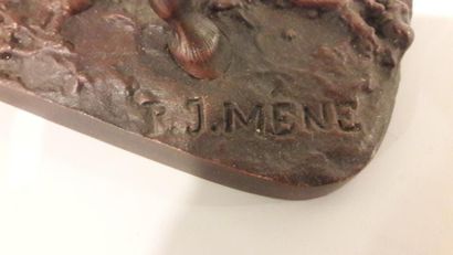 null Pierre-Jules MENE (1810-1879)- Cheval debout, Ibrahim - Epreuve en bronze à...