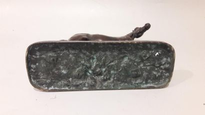 null MILO - Cheval à l'arrêt - Epreuve en bronze à patine brune sur socle en marbre...