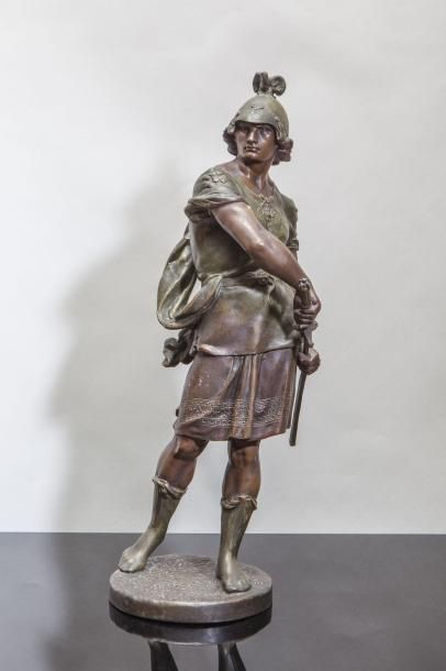 null Soldat romain Emile Louis PIICAULT en régule , Hauteur : 52 cm.