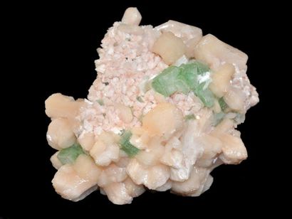 null Apophyllite verte, stilbite et heulandite.Belle association. Pièce décorative.Wagholi,...