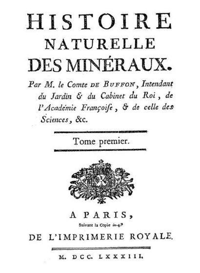 null Buffon : Histoire naturelle des minéraux , 1783-1788,[8° edition]. 
9 volumes...