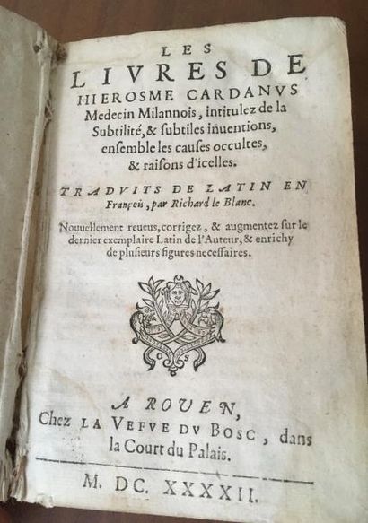 null Hierosme Cardan - Médecin Milannois, 
intitulez de la subtilité & subtile invention,...