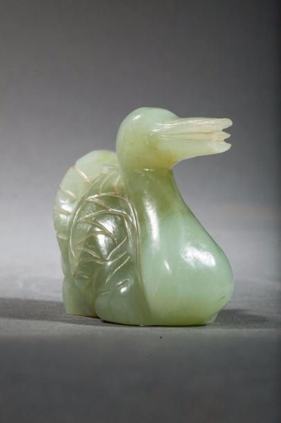 null Canard de jade. Chine. Dynastie Qing. Long 7 cm hauteur 5 cm. 