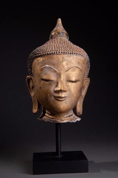 Tête de Buddha à l'expression sereine, la...
