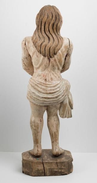 null Statue "Ecce Homo"en bois polychrome - Tête sans couronne d'épines avec des...