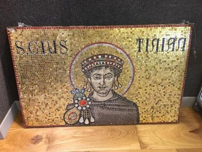 null Mosaïque de tesselles représentant Justinien 1 er devenu empereur Byzantin -...