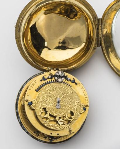 null Oignon fin du XVII ème , boite en laiton doré au mercure vers 1690-1700 VIETà...