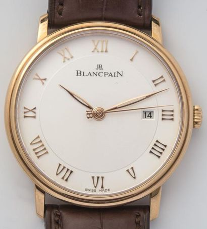 null BLANCPAIN collection Villeret ultra plate ref: 6651-3642-55B - Montre en or...
