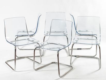 null Six chaises en plexiglass et métal - Style DESIGN Ann2es 1970